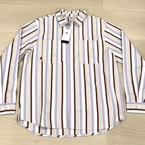 Nike SB Skateboard Button Long Sleeve Striped Woven Heavyweight Top Mens Medium